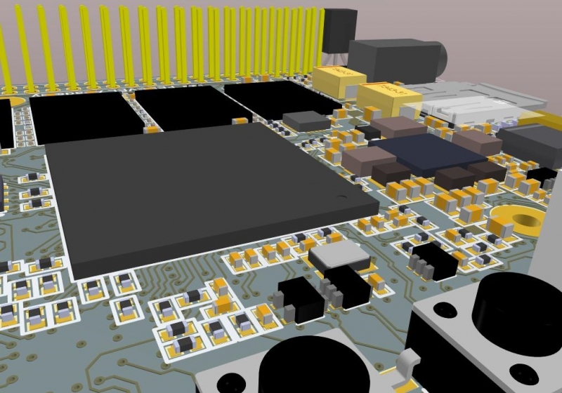 Captura de pantalla del diseño 3D de Altium Designer en el editor de archivos Gerber gratuito