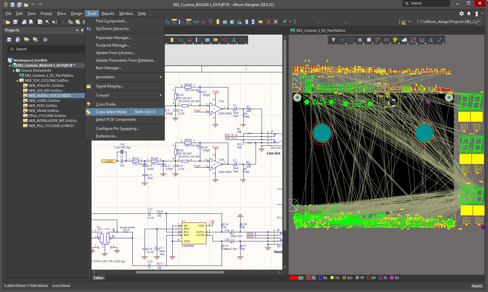 Component Placement using Cross Select Mode