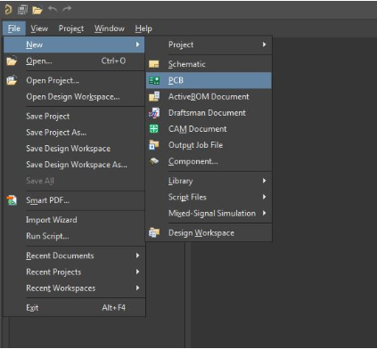 New project options in Altium Designer dialog