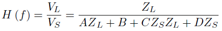 Transmission line transfer function ABCD parameters