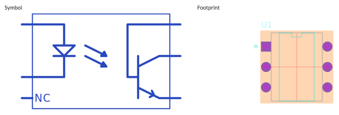 Optocoupler IC symbol and footprint