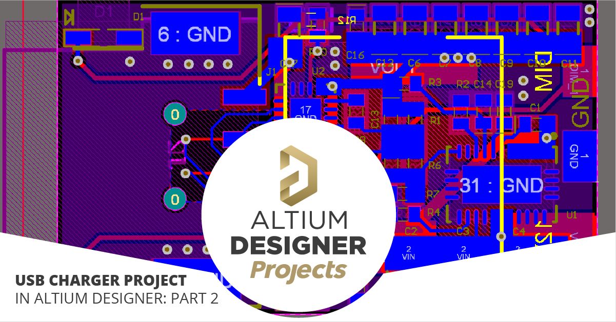 3D view of USB charger project in Altium Designer